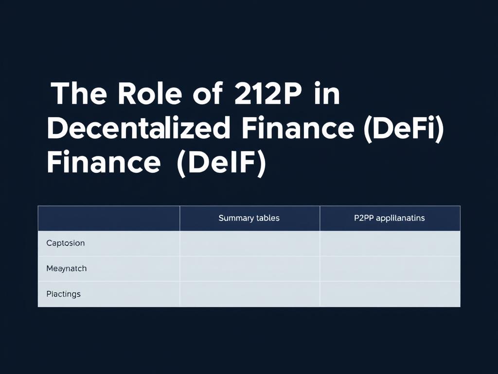 The Role of P2P in Decentralized Finance (DeFi). Summary Table: P2P Applications in DeFi