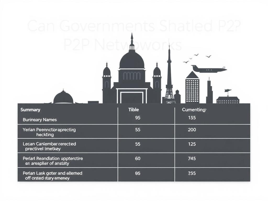 Can Governments Shut Down P2P Networks?. Summary Table: Can Governments Shut Down P2P Networks?